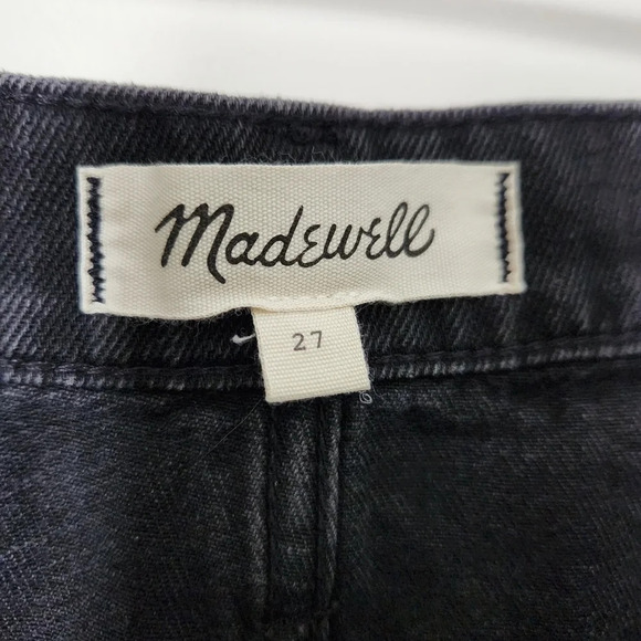 Madewell | Rigid Denim A-Line Mini Skirt in Lunar Wash Cutout Edition - Size 27 - Picture 10 of 11